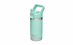 YETI Rambler Jr. 12 Oz Kids Bottle -Atlanta Grill Company Shop 190299 Rambler Junior 12oz Bottle Website Assets Quarter Angle Straw Upright Seafoam 1680x1024 v2