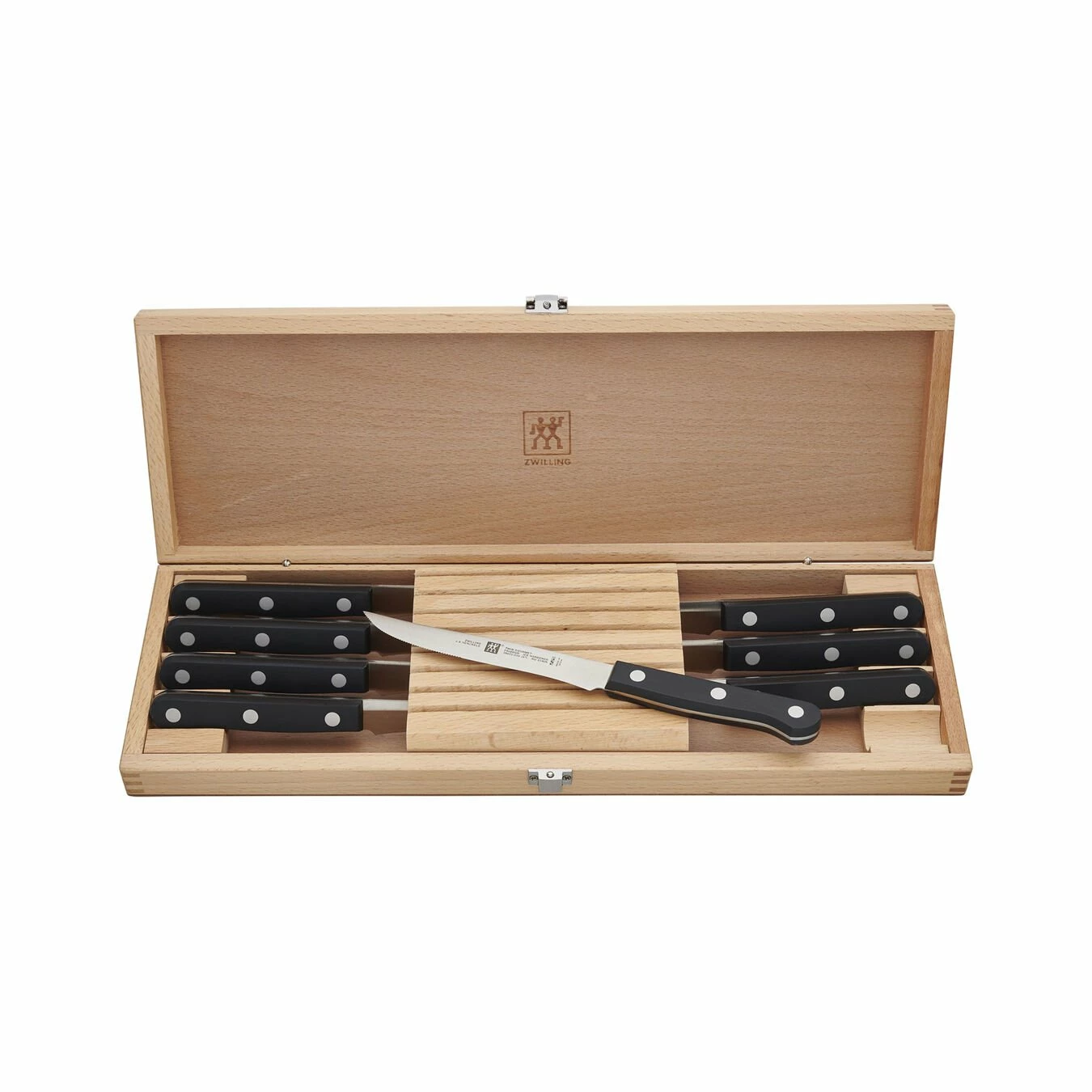 Zwilling Twin Gourmet 8-Piece Steak Knife Set W/ Wood Case 3 Zwilling Twin Gourmet 8-Piece Steak Knife Set W/ Wood Case