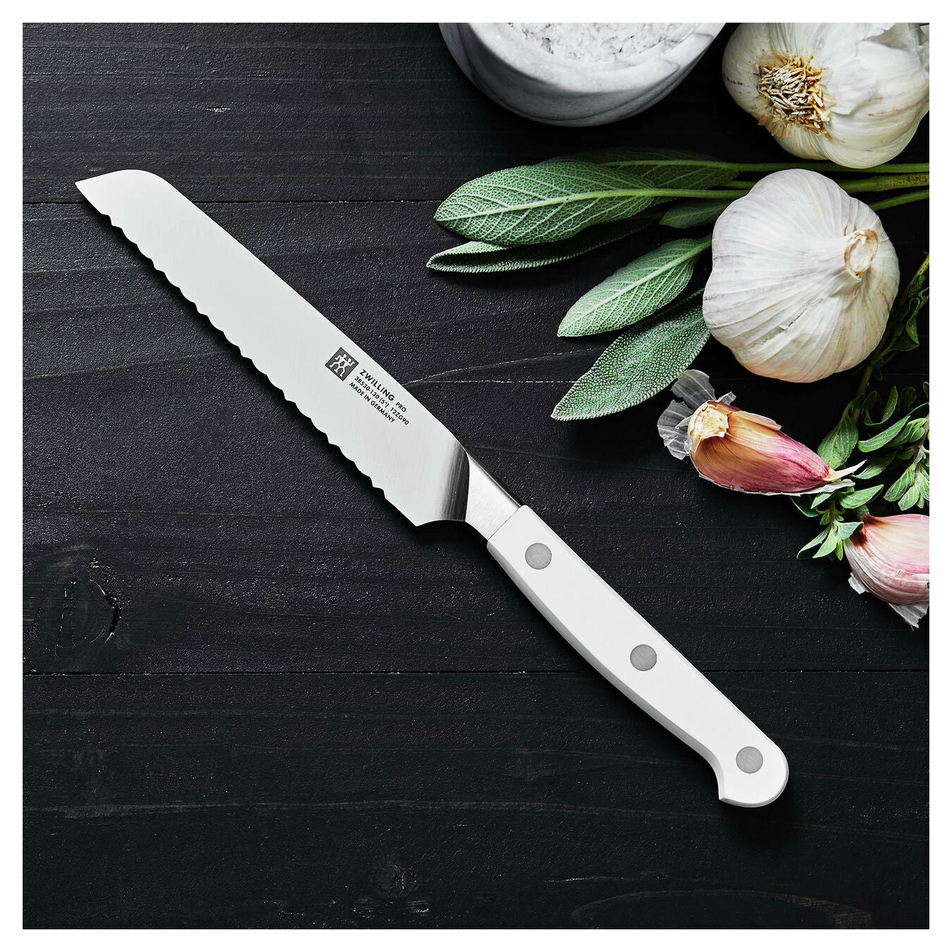 Zwilling Pro Le Blanc 5" Serrated Utility Knife 5 Zwilling Pro Le Blanc 5" Serrated Utility Knife - Image 3