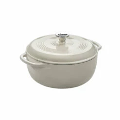 Lodge 6 Quart Enameled White Dutch Oven, Oyster
