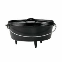 Lodge 12 Inch / 6 Quart Camp Dutch Oven, 3.75 Inch Depth