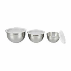 Le Creuset Stainless Steel Mixing Bowls With Lids, Set Of 3