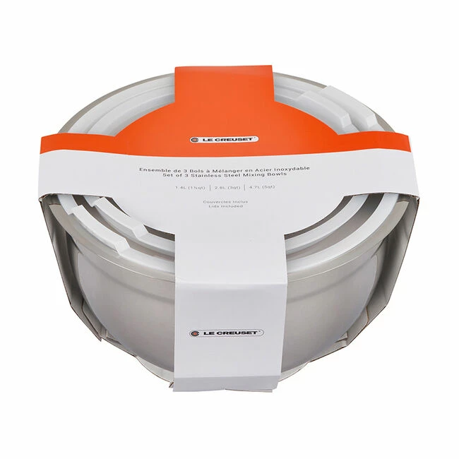 Le Creuset Stainless Steel Mixing Bowls With Lids, Set Of 3 5 Le Creuset Stainless Steel Mixing Bowls With Lids, Set Of 3 - Image 3