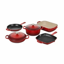 Le Creuset 7-Piece Cast Iron Set -Atlanta Grill Company Shop rs18018 sevenpice cerise lpr